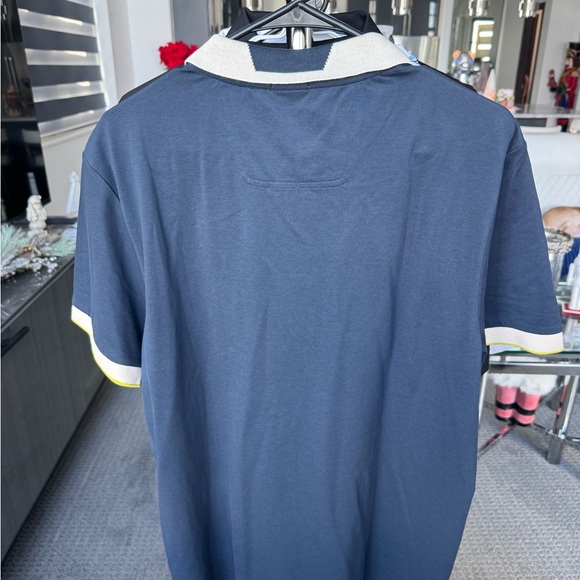 Boss Men's Navy Polo Shirt with Yellow and White Details Size X-Large - Picture 5 of 5